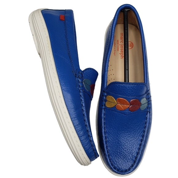 Marc JosephNIB Cherry St Royal Blue Grainy Preppy Leather Loafers Girl's 4.5